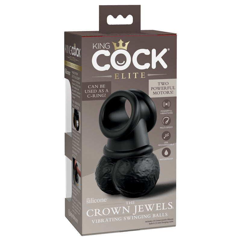 Pipedream King Cock Elite The Crown Jewels Vibrating Silicone Balls Cock Ring