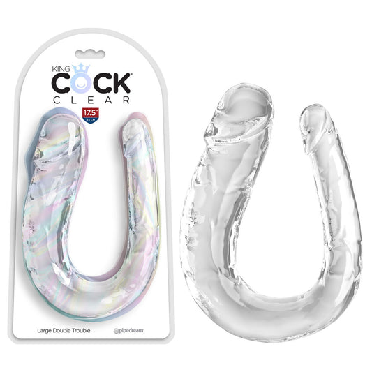 Pipedream King Cock Clear Large Double Trouble - Clear Large Double Penetration Dong