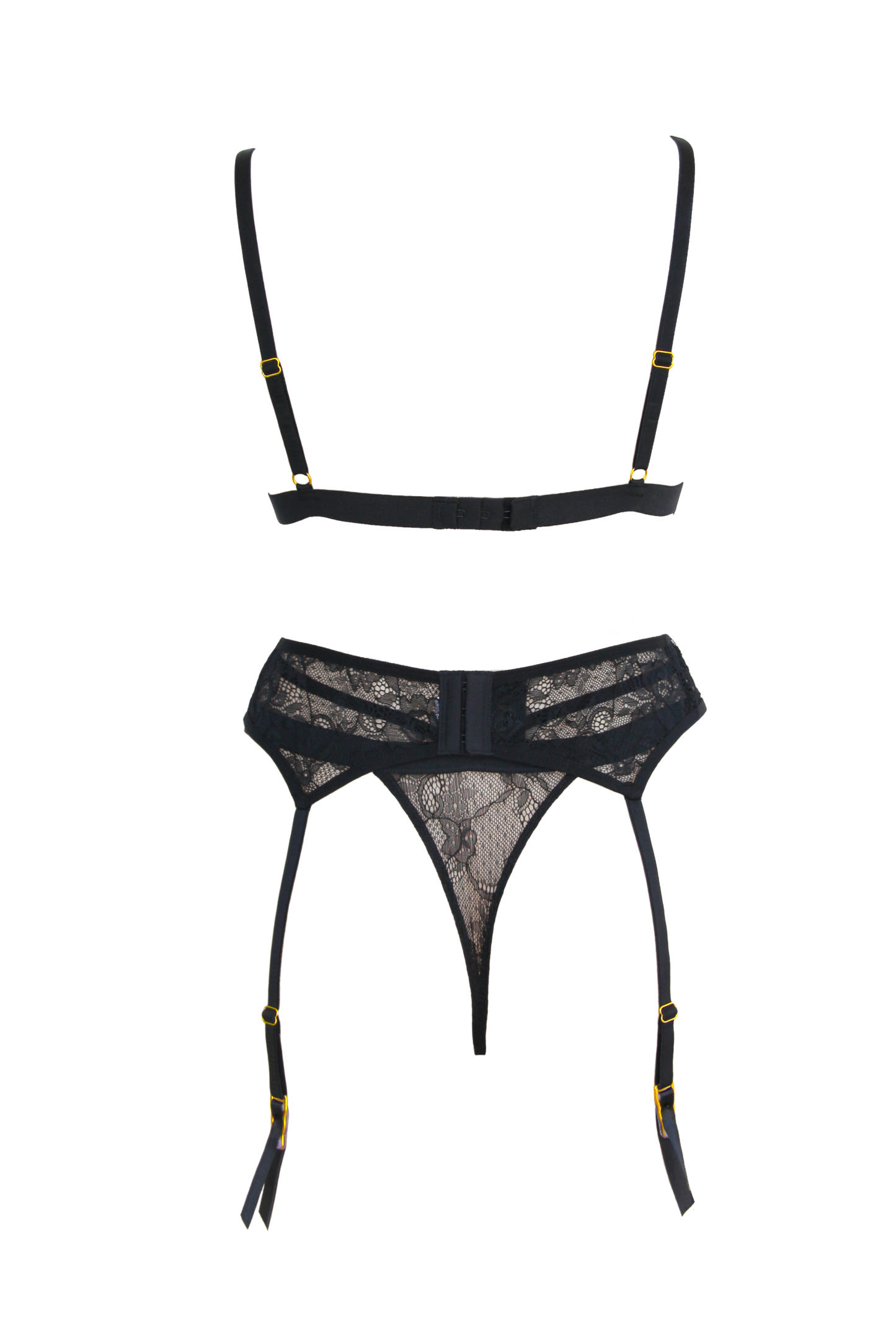 Muse Lingerie Triangle Bralette, G-String and Garter Belt Size S/M/L/XL