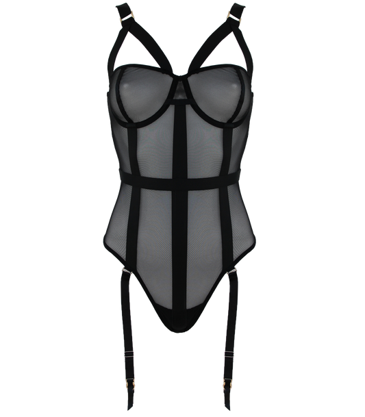 Muse Lingerie Black Mesh One Piece Teddy Size S/M/L/XL