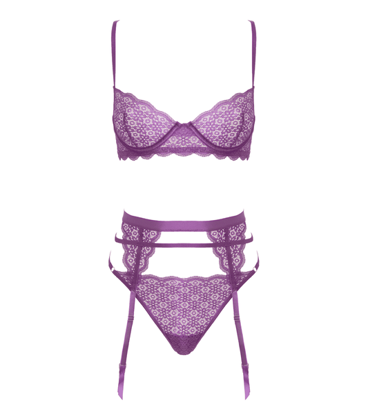 Muse Lingerie 2 Piece Lingerie Purple PL016 - Size S/M/L/XL