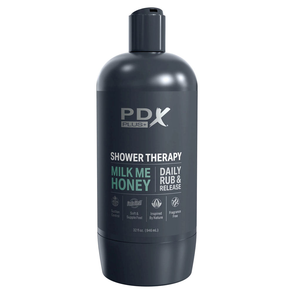 PDX Plus Shower Therapy - Milk Me Honey - Flesh Discreet Stroker with Suction Base