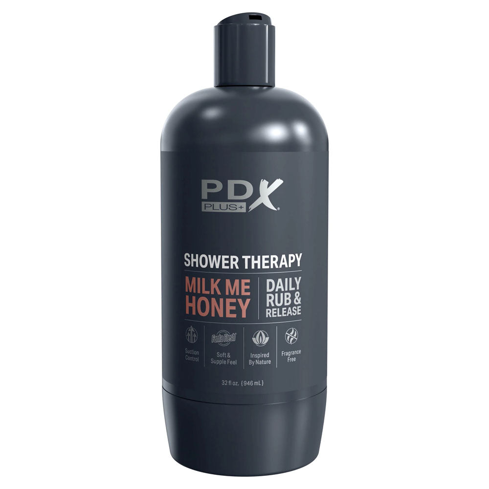 PDX Plus Shower Therapy - Milk Me Honey - Tan Discreet Vagina Stroker with Suction Base