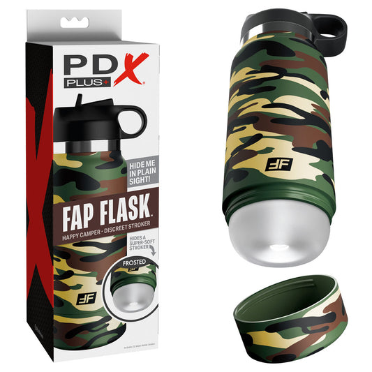 Pipedream PDX Plus Fap Flask - Happy Camper - Frosted Discreet Stroker