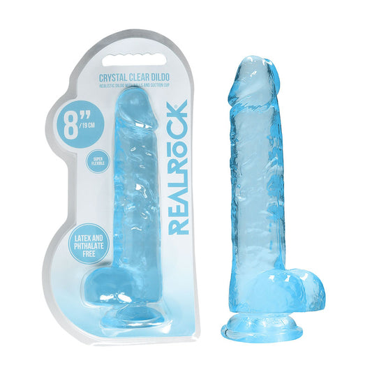 Shots Toys | REALROCK Crystal Clear 8" / 19cm Realistic Dildo with Balls - Blue