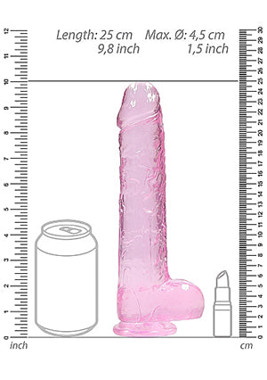 Shots Toys | REALROCK Crystal Clear 9" / 22cm Realistic Dildo with Balls - Pink