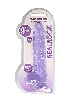 Shots Toys | REALROCK Crystal Clear 9" / 22cm Realistic Dildo with Balls - Purple