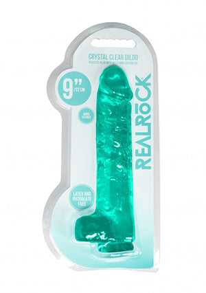 Shots Toys | REALROCK Crystal Clear 9" / 22cm Realistic Dildo with Balls - Turquoise