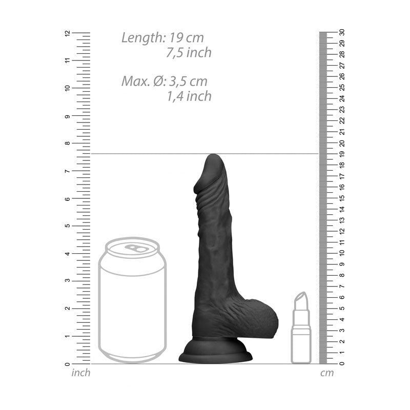 Shots Toys | REALROCK 7" Realistic Dong with Testicles - Black 17.8cm Dildo