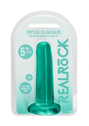 Shots Toys | REALROCK Crystal Clear 5" / 13.5cm Non Realistic Dildo with Suction Cup - Turquoise