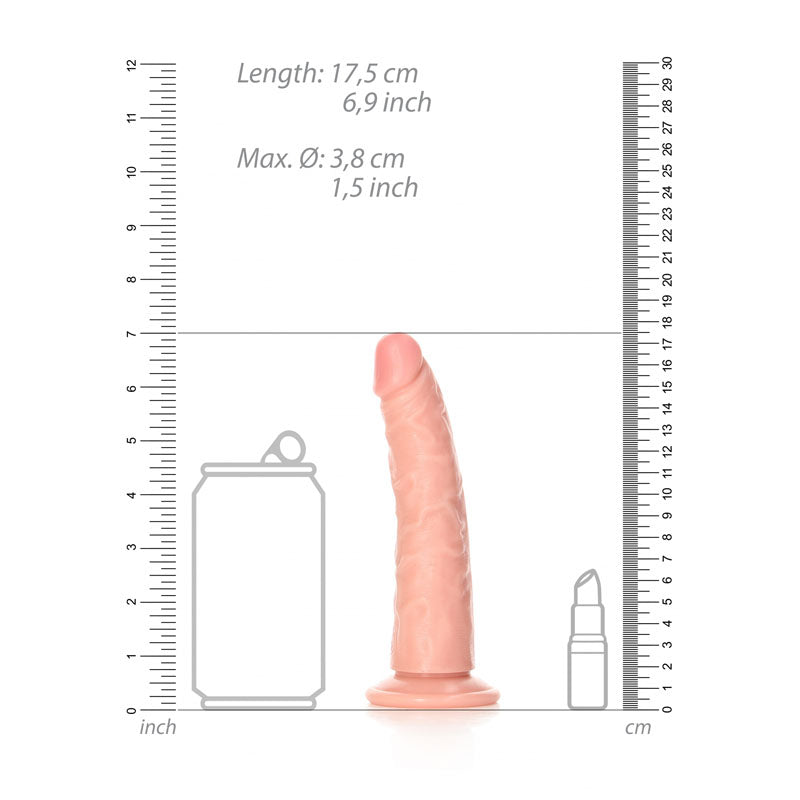 REALROCK Realistic Slim Dildo without Balls - Flesh 15.5cm (6") Dong w Suction