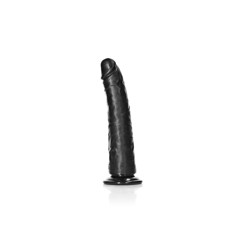 REALROCK Realistic Slim Dildo without Balls - Black 18cm (7") Dong