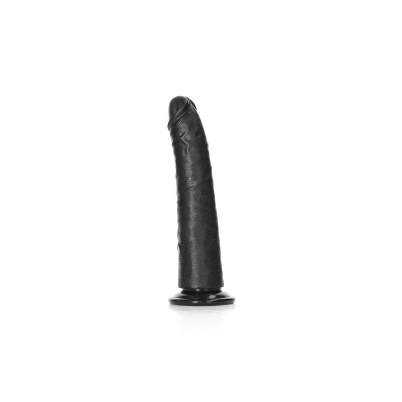 REALROCK Realistic Slim Dildo without Balls - Black 18cm (7") Dong