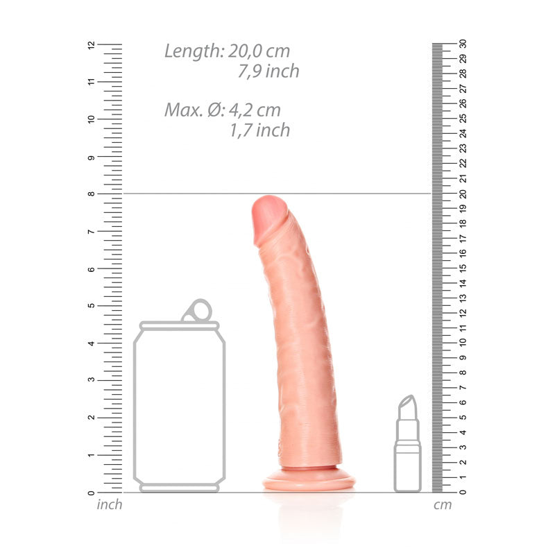 REALROCK Realistic Slim Dildo without Balls - Flesh 18cm (7") Dong w Suction