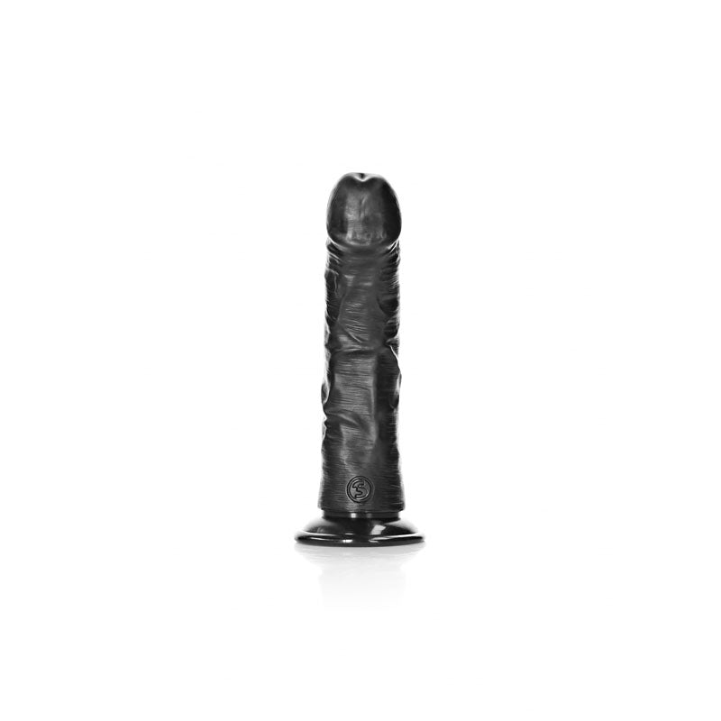 REALROCK Realistic Regular Curved Dildo w Suction Cup - Black 15.5cm (6") Dong