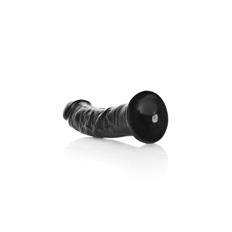 REALROCK Realistic Regular Curved Dildo w Suction Cup - Black 15.5cm (6") Dong