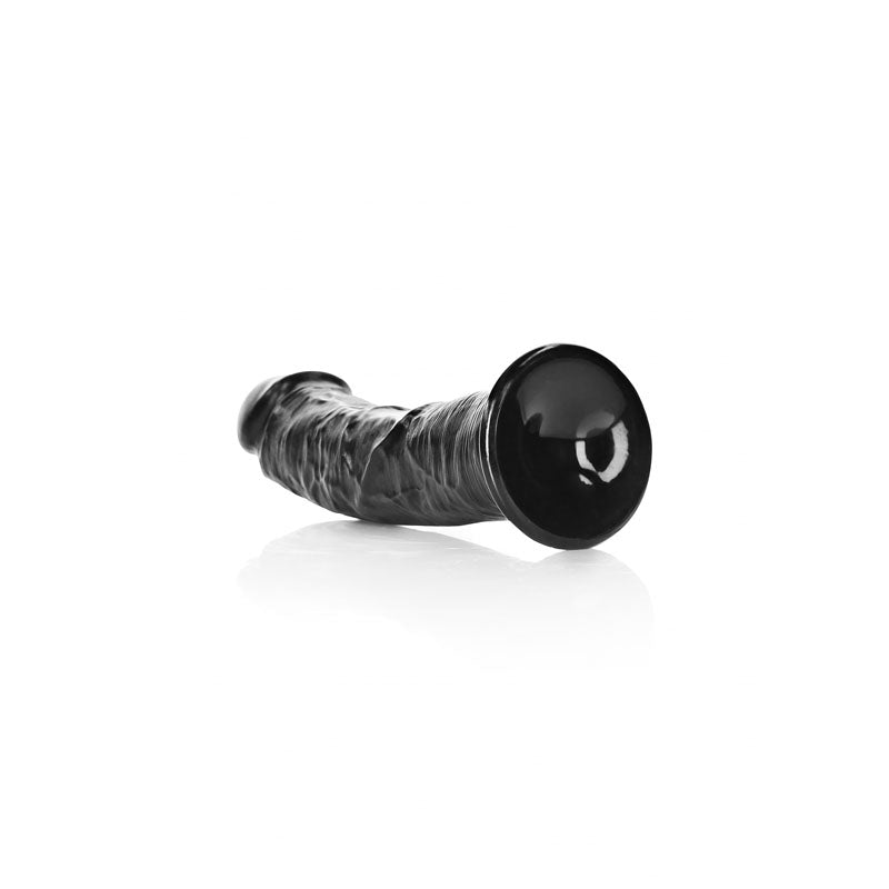 REALROCK Realistic Regular Curved Dildo w Suction Cup - Black 18cm (7") Dong