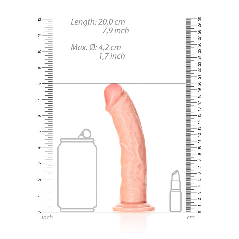 REALROCK Realistic Regular Curved Dildo with Suction Cup - Flesh 18cm (7") Dong