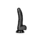 REALROCK Realistic Regular Curved Dong with Balls - Black 18cm (7") Dildo