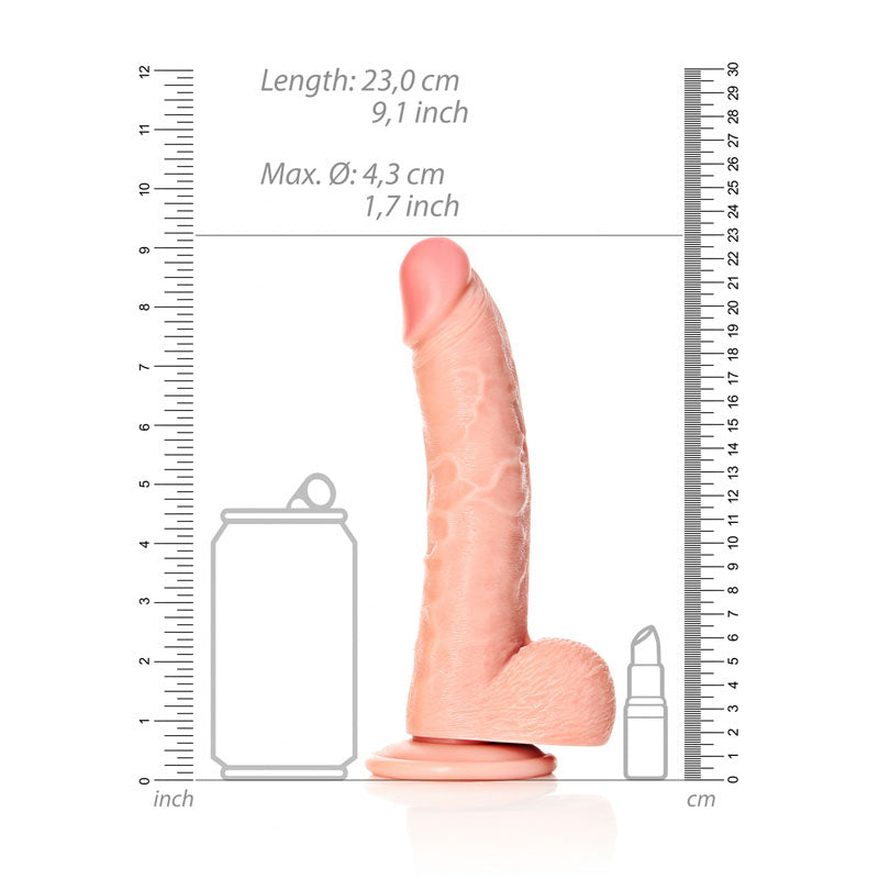 REALROCK Realistic Regular Curved Dong with Balls - Flesh 20.5cm (8") Dildo