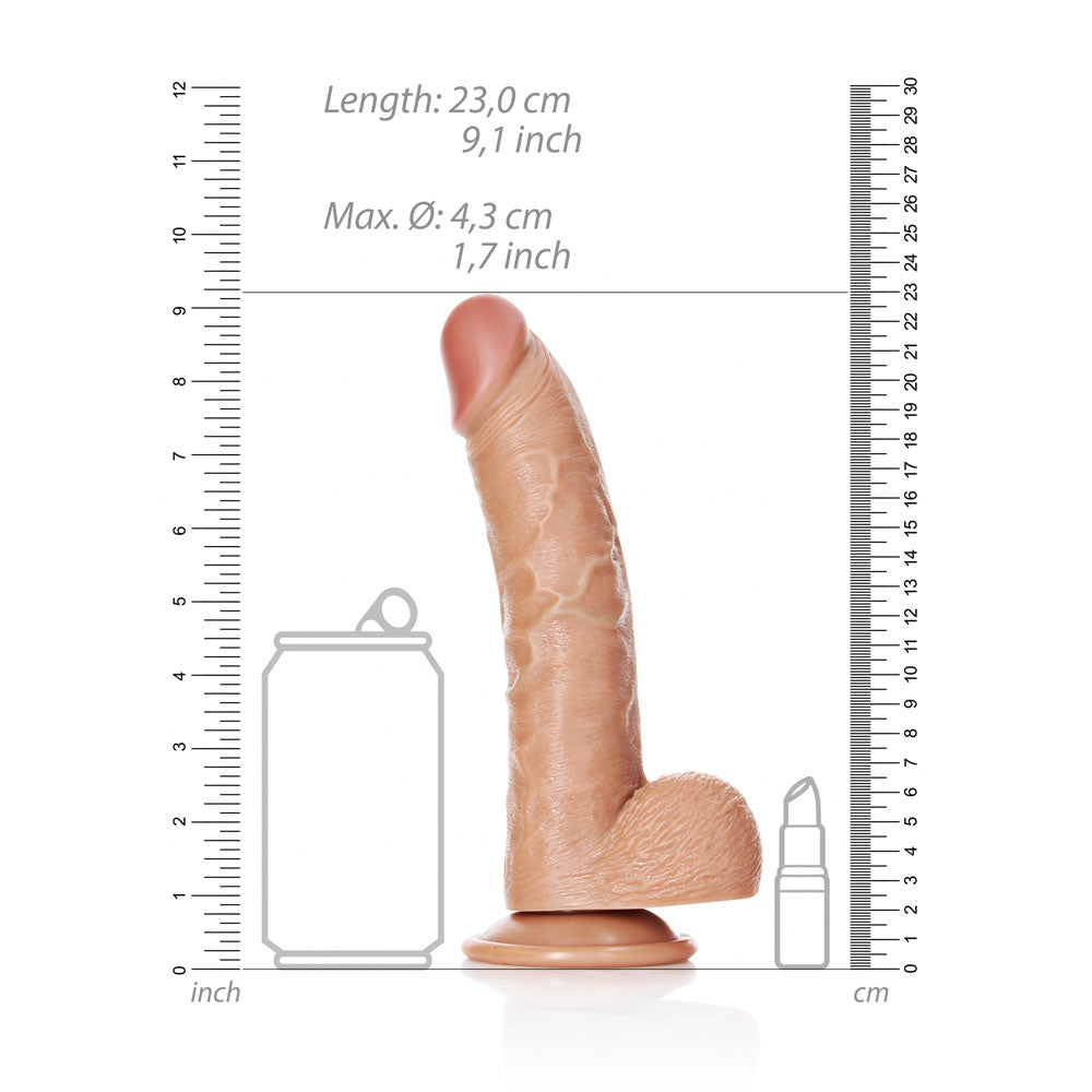 Shots Toys | REALROCK Realistic Regular Curved Dong with Balls - Tan 20.5cm (8") Dildo Suction