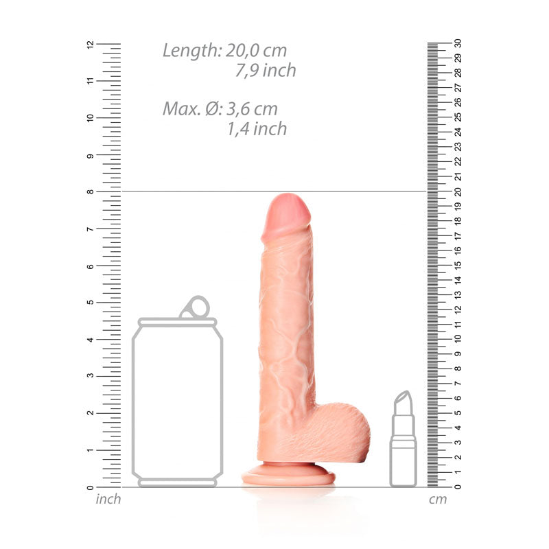 REALROCK Straight Realistic Dildo with Balls - Flesh 18cm (7") Dong w Suction