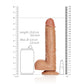 REALROCK Straight Realistic Dildo with Balls - Tan 23cm (9") Dong with Suction