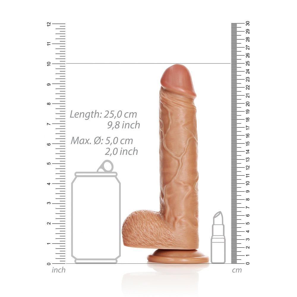 REALROCK Straight Realistic Dildo with Balls - Tan 23cm (9") Dong with Suction