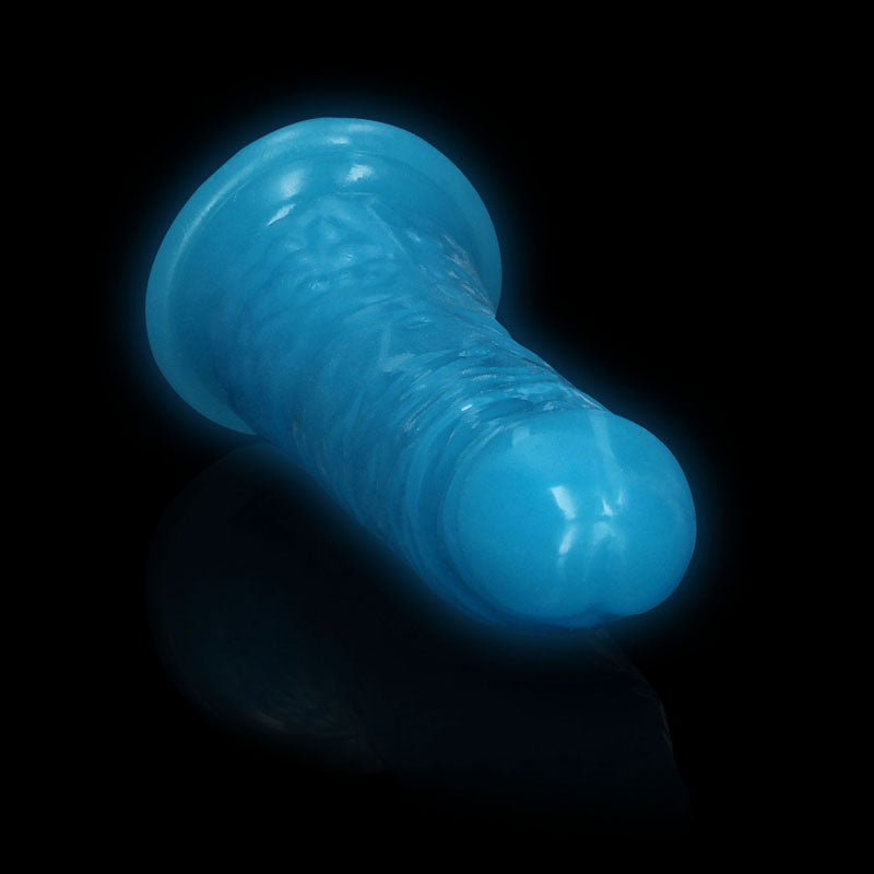 Shots Toys | REALROCK 15.5cm Slim Glow in the Dark Neon - Blue (6") Dildo Dong