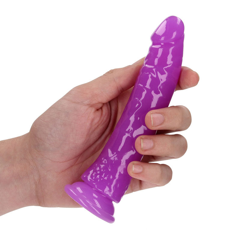 Shots Toys | REALROCK 15.5cm Slim Glow in the Dark Neon - Purple (6") Dildo Dong