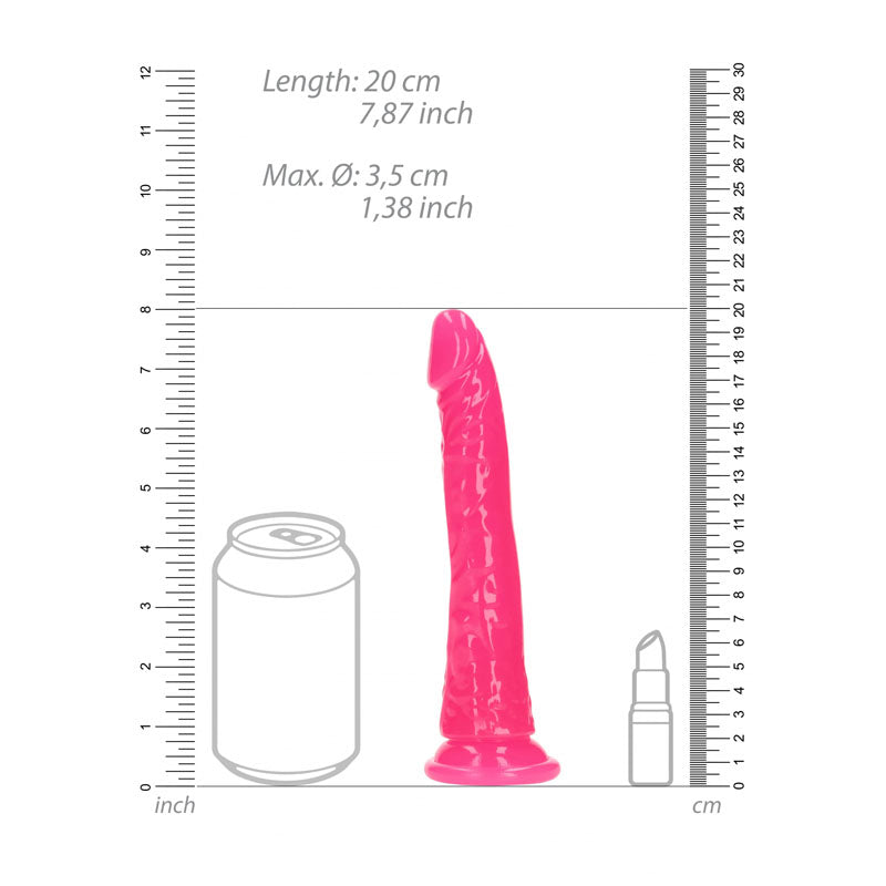 Shots Toys | REALROCK 18cm Slim Glow in the Dark Neon - Pink (7") Dildo Dong