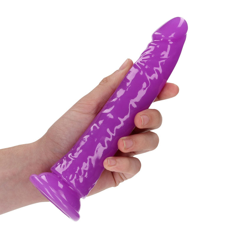 Shots Toys | REALROCK 20cm Slim Glow in the Dark Neon - Purple (8") Dildo Dong