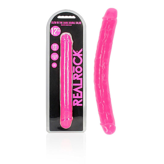 Shots Toys | REALROCK 30cm Double Dong - Pink (12") Glow In The Dark