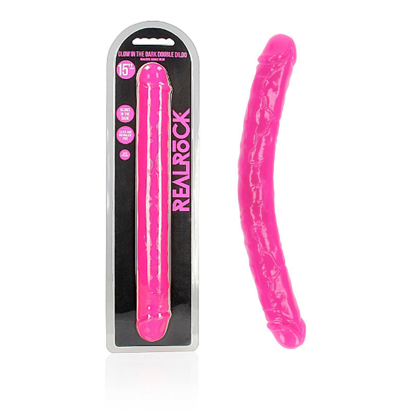 Shots Toys | REALROCK 38cm Double Dong - Pink (15") Glow In The Dark