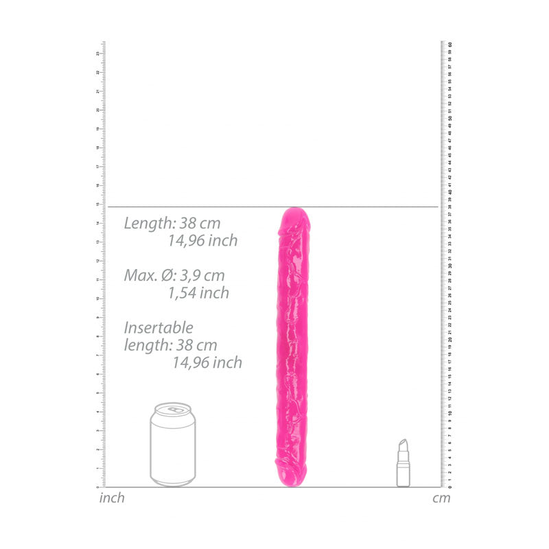 Shots Toys | REALROCK 38cm Double Dong - Pink (15") Glow In The Dark