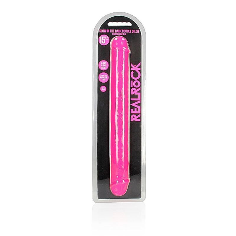 Shots Toys | REALROCK 38cm Double Dong - Pink (15") Glow In The Dark