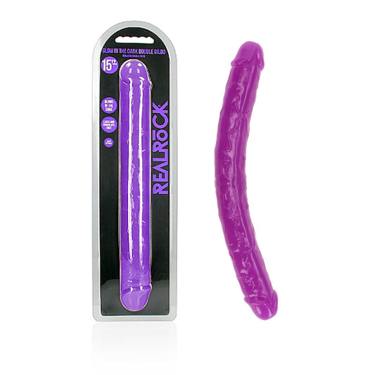 Shots Toys | REALROCK 38cm Double Dong - Purple (15") Glow In The Dark