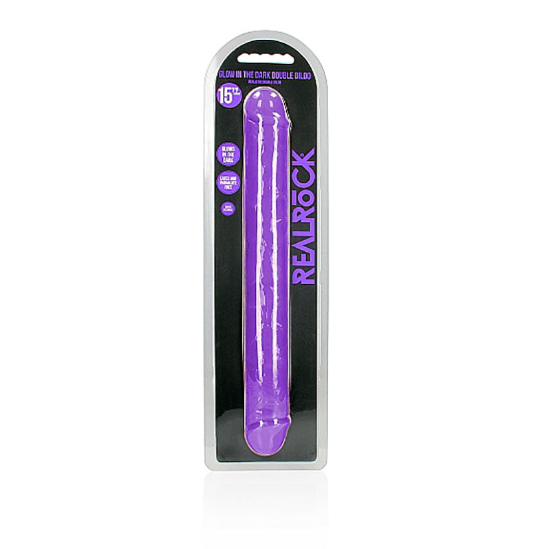 Shots Toys | REALROCK 38cm Double Dong - Purple (15") Glow In The Dark