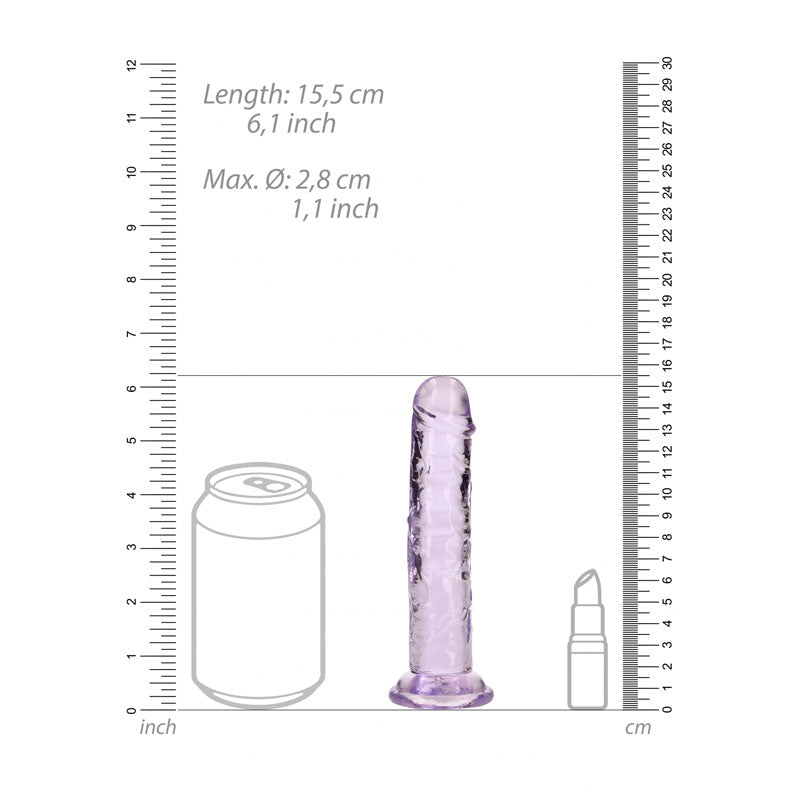 Shots Toys | REALROCK Crystal Clear 15.5cm Straight Dildo - Purple 6" Dong