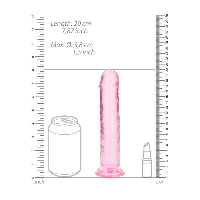 Shots Toys | REALROCK Crystal Clear 18cm Straight Dildo - Pink 7" Dong