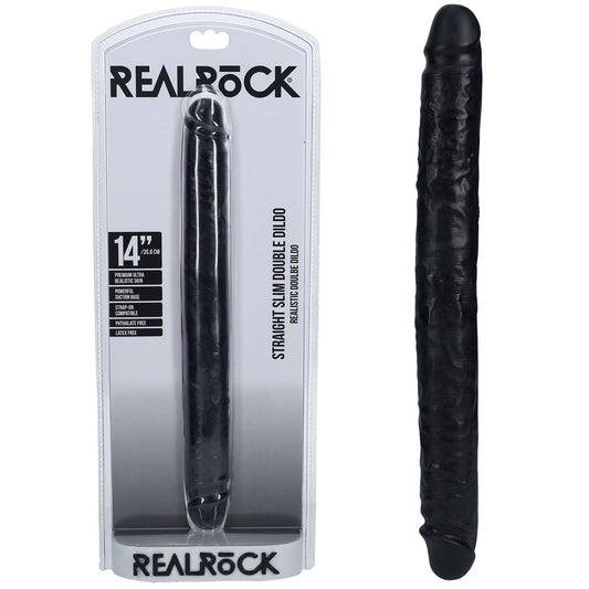 Shots Toys | REALROCK 35cm Slim Double Dildo - Black (14") Slim