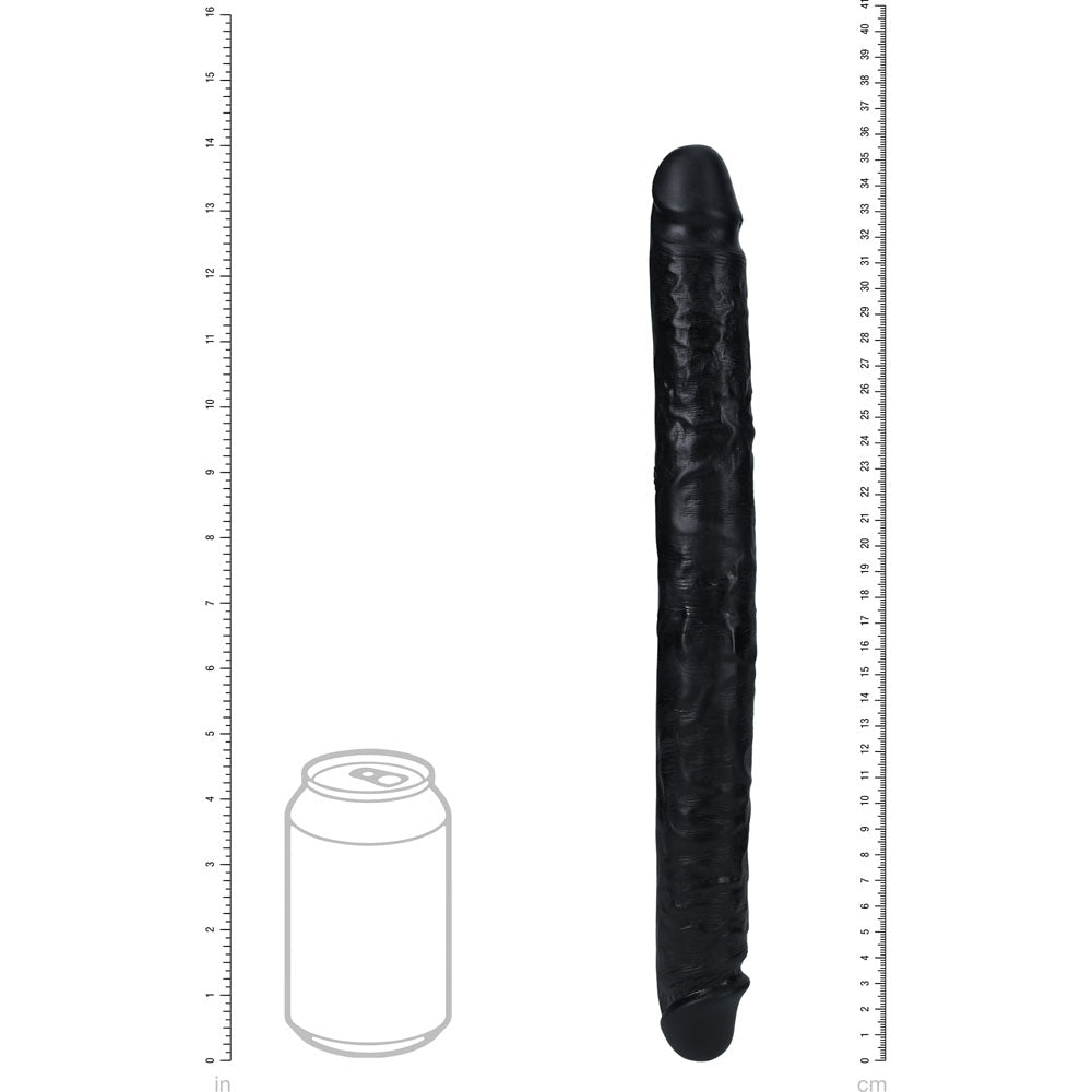 Shots Toys | REALROCK 35cm Slim Double Dildo - Black (14") Slim