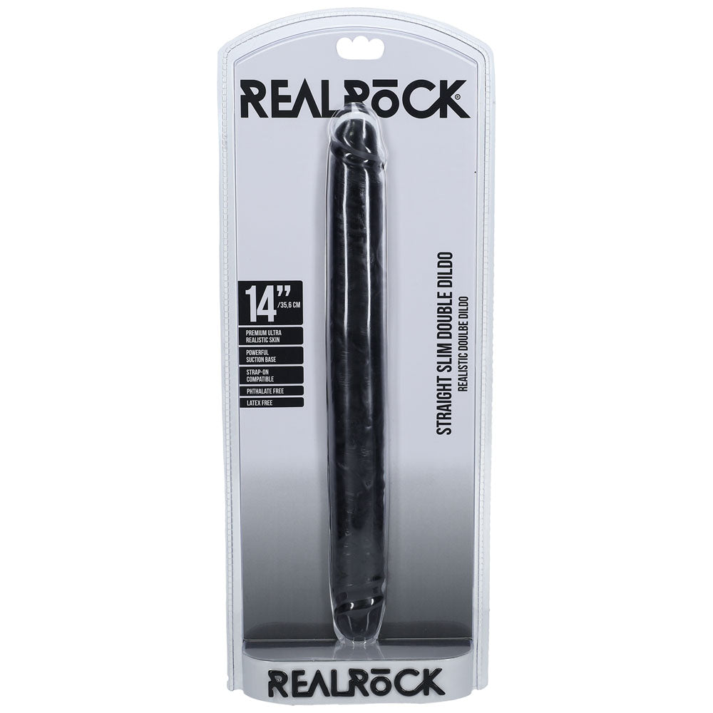 Shots Toys | REALROCK 35cm Slim Double Dildo - Black (14") Slim