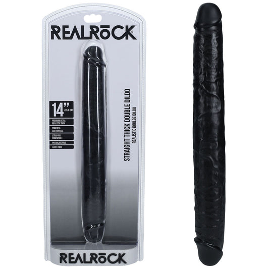 Shots Toys | REALROCK 35cm Thick Double Dildo - Black (14") Thick