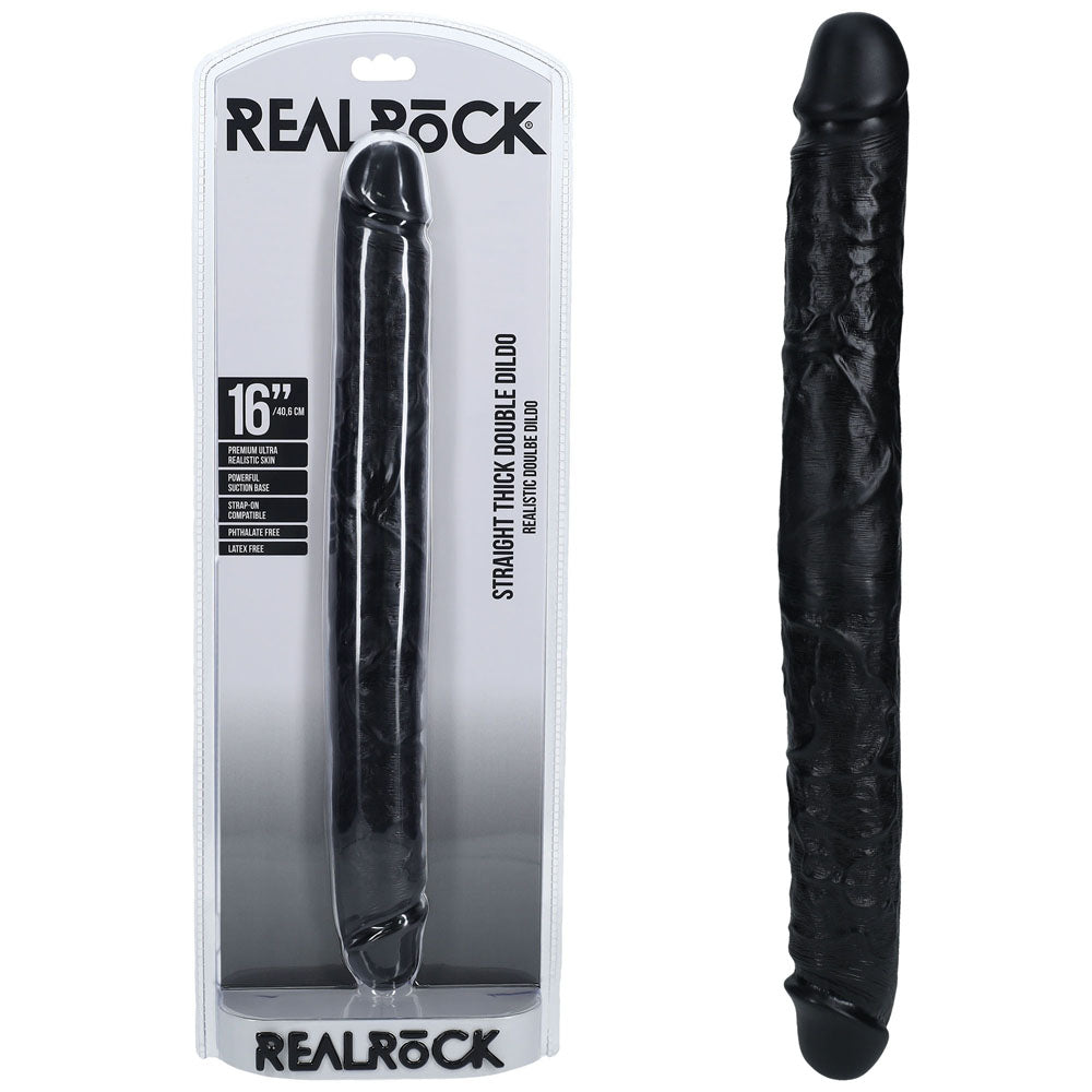 Shots Toys | REALROCK 40cm Thick Double Dildo - Black (16") Thick