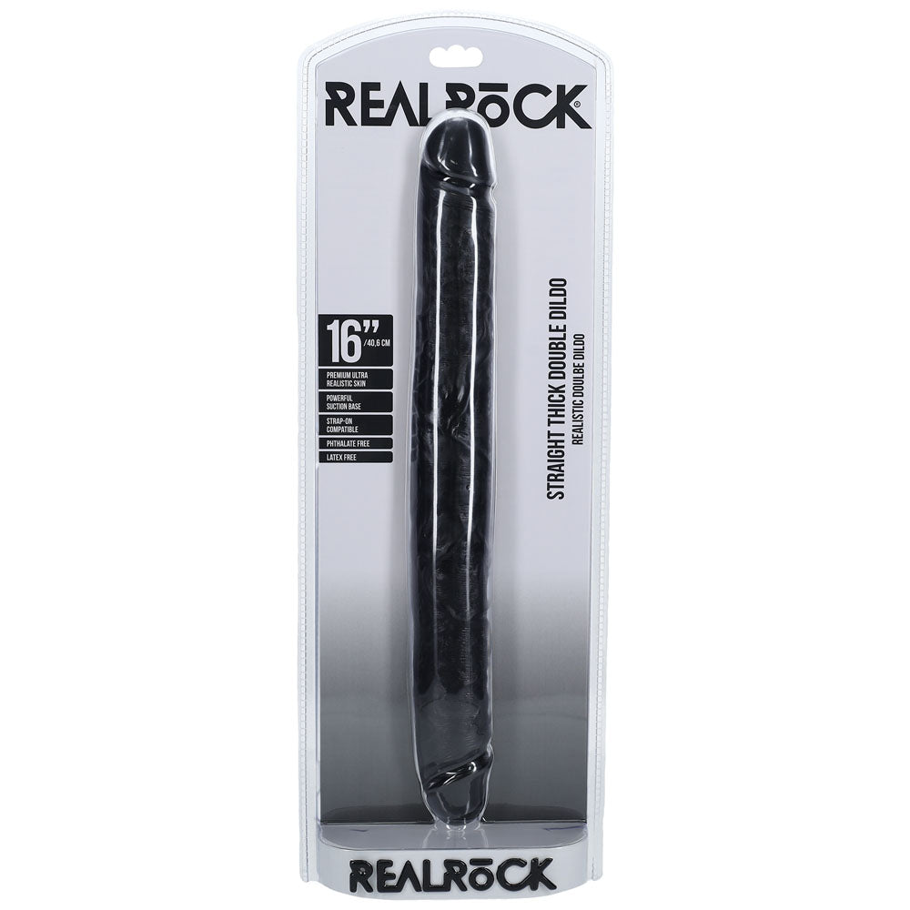 Shots Toys | REALROCK 40cm Thick Double Dildo - Black (16") Thick