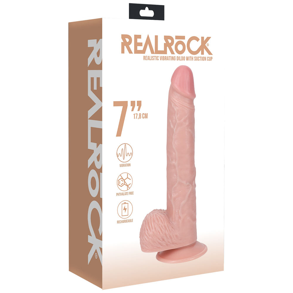 Shots Toys | REALROCK Realistic Vibrating + Balls - Flesh 17.8cm (7") Dildo Dong