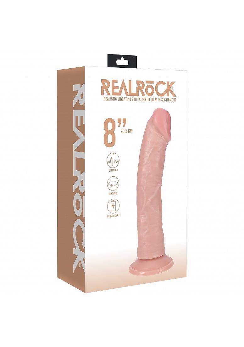 Shots Toys | REALROCK - 8" Vibrating Rotating Cock - Regular Curved Dildo - Flesh