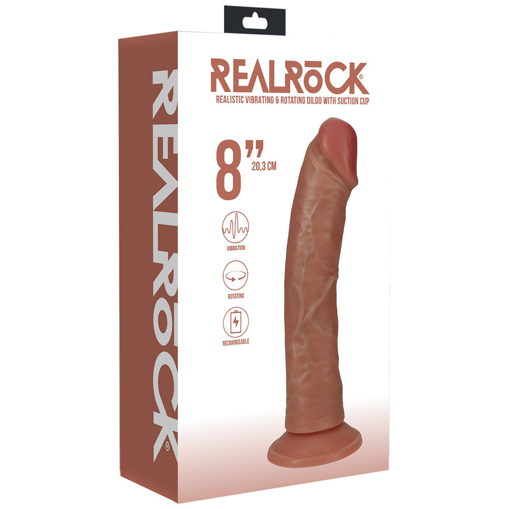 Shots Toys | REALROCK Realistic Vibrating + Rotating Cock - Tan 20.3cm (8") Dildo Dong