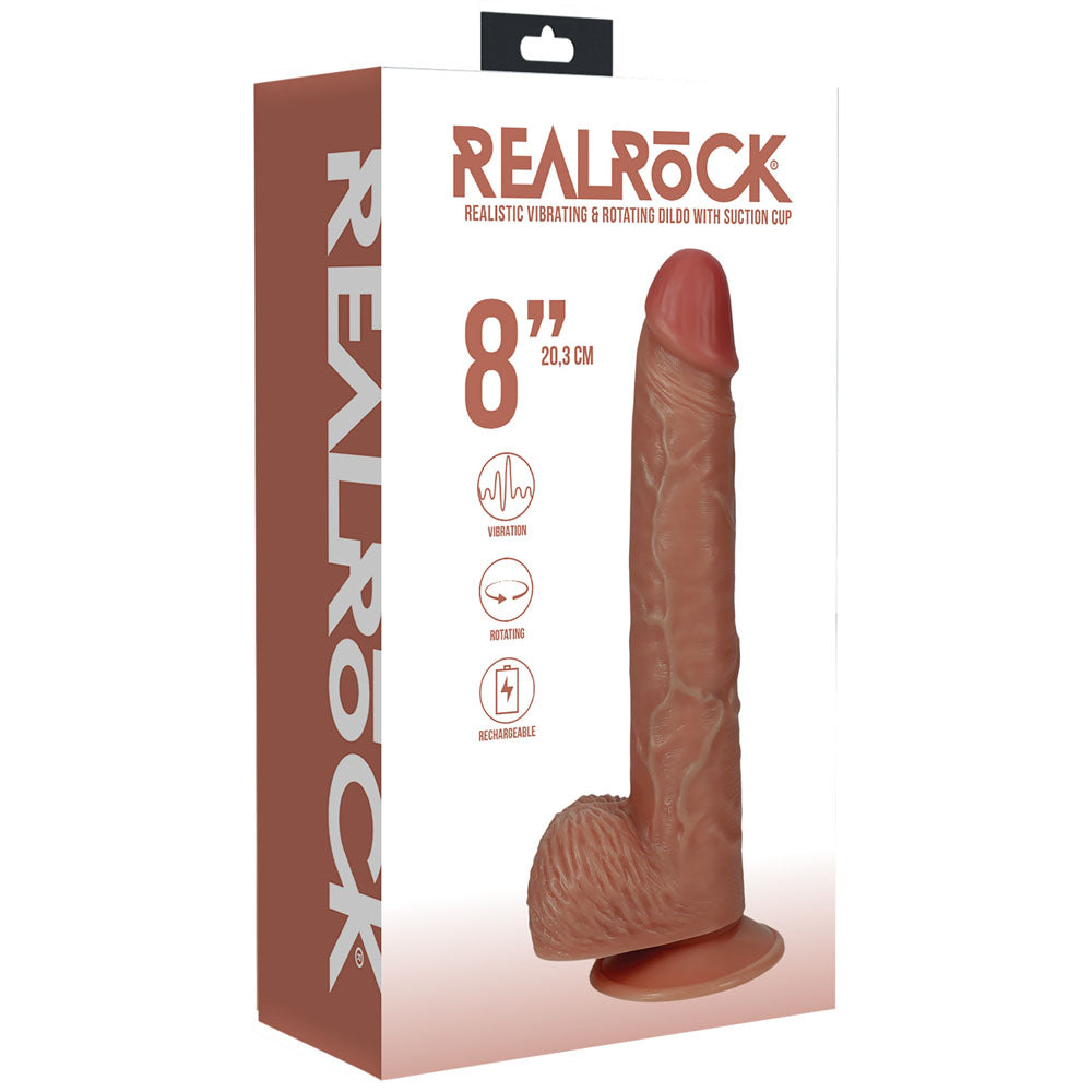 Shots Toys | REALROCK Realistic Vibrating + Rotating Cock + Balls - Tan 20.3cm (8") Dildo Dong